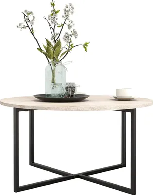 Immagine prodotto di Tavolino rotondo in legno metallo nero 88x44,5 cm Arredamento moderno e scandinavo