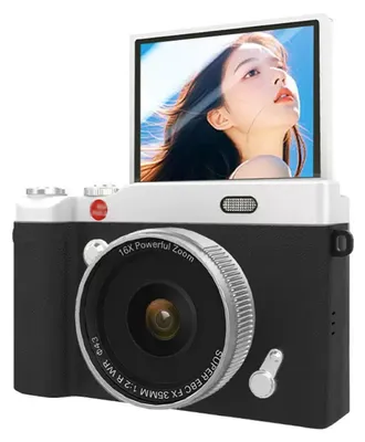 Produktbild von Digitalkamera mit 68 Megapixel, 1080P HD-Auflösung, 2,4-Zoll drehbarem Bildschirm, kompakte Kamera mit 16-fach digitalem Zoom, Autofokus, OTG-Fotoausgang, 850-mAh-Akku, unterstützt Speicherkarten bis 512 GB
