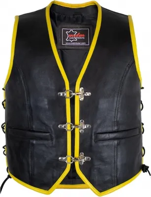 Produktbild von Clubweste Kutte Rockerweste Lederweste Bikerweste Chopper Herren Schwarz Gelb(2XL)