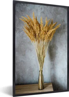 Produktbild von MuchoWow® Gerahmtes Poster Getrocknete Blumen - Vase - Stilleben 60x90 cm - Poster mit Schwarzem Bilderrahmen Wandposter Rahmen Foto Bilder - Kunst