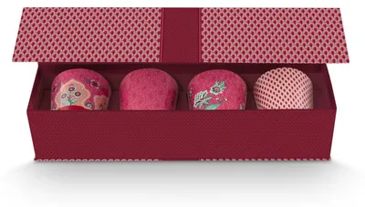 Produktbild von Pip Studio Teebecher Set Giftset Oriental Flower Festival Dark Pink (4-teilig)