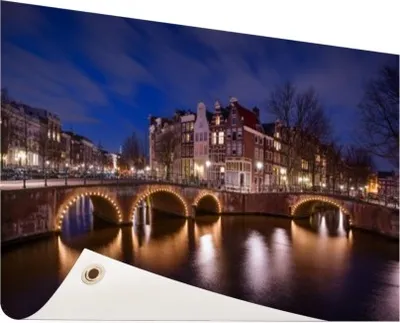 Produktbild von Gartenposter - 120x80 cm - Keizersgracht Amsterdam bei Nacht  - Modernes Wandbilder
