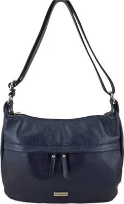 Produktbild von Umhängetasche aus natürlich genarbtem Leder, Marineblau, HxBxT 29x34x11 cm, mit Reißverschlusstaschen