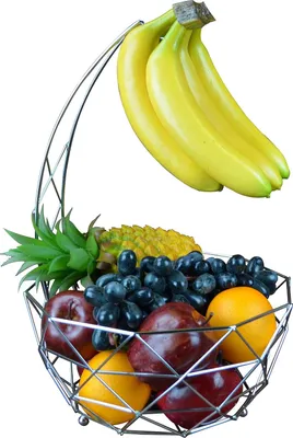 Produktbild von Famanu Obstkorb mit Bananenhalter - Silber Chrom Finish