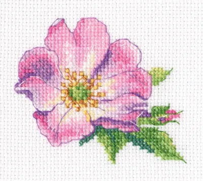 Produktbild von RTO Kreuzstich Stickpackung „Heckenrose“, Zählmuster, Aida 14, 9x7,5cm
