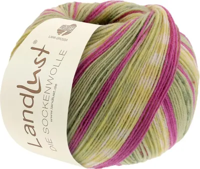 Produktbild von Lana Grossa Landlust die Sockenwolle 421 Flieder/Blassgelb/Creme/Hellgrau/Hellbeige/Graugrün 100g