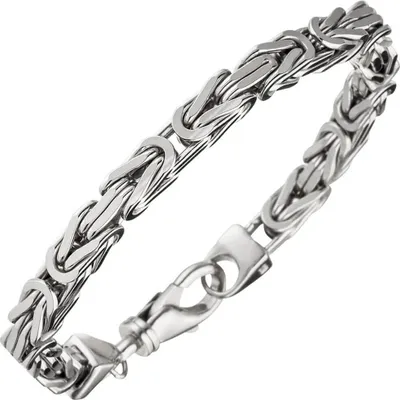 Produktbild von 6mm Königsarmband Armkette Armschmuck 925 Silber rhodiniert massiv Herren 21cm
