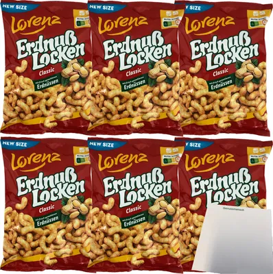 Produktbild von Lorenz Erdnußlocken Classic 6er Pack (6x175g Tüte) + usy Block