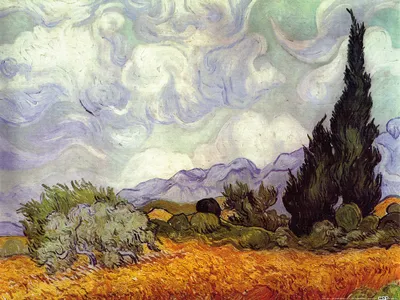 Produktbild von Vincent Van Gogh Kunstdruck Bild - Weizenfeld Mit Zypressen, 1889 (60 x 80 cm)