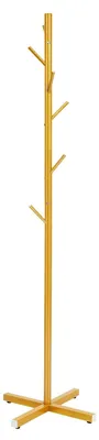 Produktbild von Garderobenständer - freistehender Kleiderständer - baumförmiges Design - 7 Haken - platzsparend - Eisen - Gold