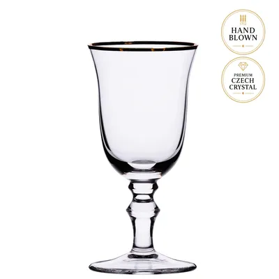 Imagen del producto de Copas de vino con borde dorado, fabricadas en cristal checo soplado a mano, capacidad de 150 ml, juego de 2 unidades