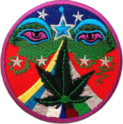 Obrázek produktu pro Marihuana Cannabis Weed Hippie - nášivka, nažehlovačka, nažehlovačka, nášivka, nášivka, nažehlovačka, velikost: 7,5 x 7,5 cm