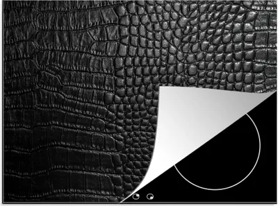 Produktbild von KitchenYeah© Herdabdeckplatte Leder - Textur - Schwarz - Grau , 57x51cm, Küche Deko, Glaskeramikkochfeld Herdabdeckung, Abdeckplatte fùr Kochfeld