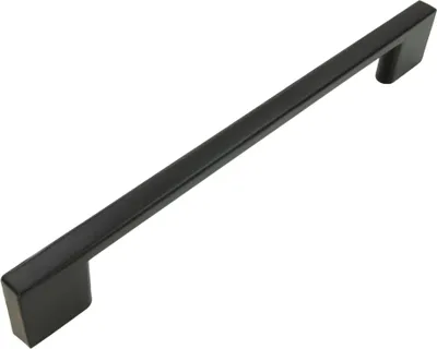 Image de Poignée de meuble élégante noire mate en aluminium, 160mm, idéale pour les meubles de cuisine et les commodes, accessoires de montage inclus, modèle Svelto.