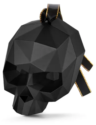 Schädelornament zum Aufhängen, geometrisch, schwarz, 8 cm