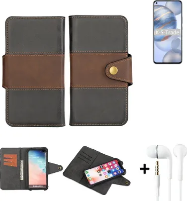 Produktbild von K-S-Trade Handyhülle Schutzhülle Bookstyle Wallet-Case kompatibel mit Huawei Honor 30 + earphones Bumper rundumschutz schwarz-braun 1x