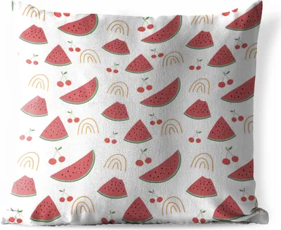 Produktbild von MuchoWow® Outdoor Kissen - Wassermelone - Obst - Rot - Weiß - 60x60 cm - Wetterfest - Lounge Kissen - Dekoration - Schlaf Kissen