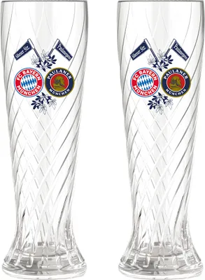 Produktbild von FC Bayern München Weißbierglas 2er-Set Paulaner 0,5 l aus transparentem Glas