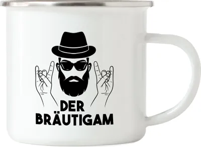 Produktbild von Der Bräutigam Emaille Tasse Hochzeit Heiraten JGA Standesamt Geschenk