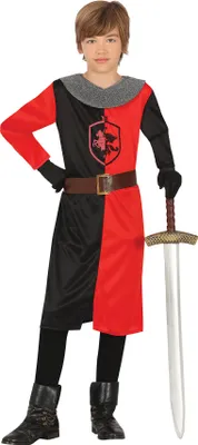 Produktbild von Ritter Kostüm Kinderdress Mittelalter Karneval Abenteuer Gewand Tunika Cintura Heldenmut Fantasie Kreativspiel Spaß, Größe: 98/104 Farbe: Schwarz