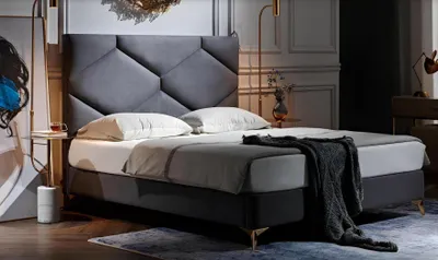 Produktbild von Schlafzimmer Set Bett + 2x Nachttische 3tlg. Nachttisch Möbel Luxus Hotel Samt