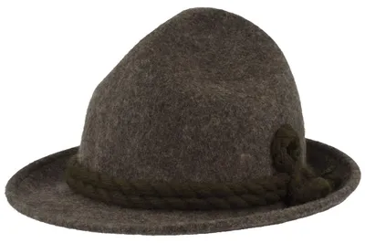 Spitzkopf Wollfilz-Trachtenhut mit Wollkordel von Hut-Breiter in grau