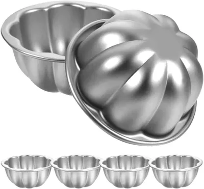 Produktbild von 6 Kuchenformen in Pflaumenblütenform aus Aluminiumlegierung, antihaftbeschichtet, für Gelee, Pudding, Torten und Quiches, Silber, 9,4 x 9,4 x 4,5 cm