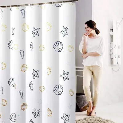 Produktbild von Schimmelresistenter, wasserdichter, antibakterieller und waschbarer Duschvorhang aus Polyester mit Duschvorhanghaken (180 x 180 cm).