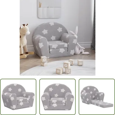 Image de The Living Store Canapé-lit pour enfants Gris clair Étoiles Doux en peluche