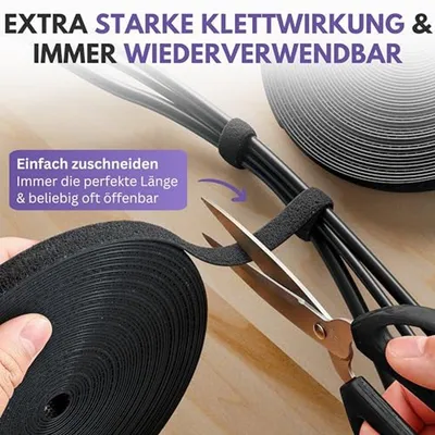 6 Meter Wiederverwendbare Kabelbinder - Klettband Kabel Organizer und Ties für Zuhause und Büro