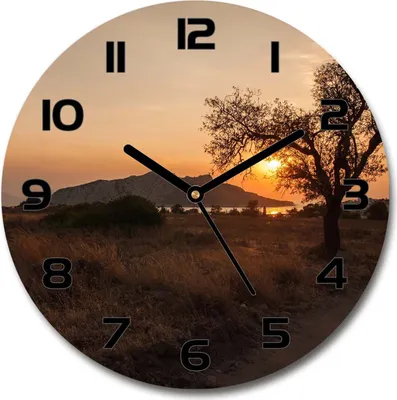 Produktbild von Wanduhr aus Glas 30fi Glasbild Glasuhr Gehärtetes Glas - schwarze-zeiger - Sunset