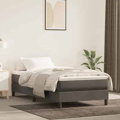 Produktbild von "2026 Promotion" Boxspringbett mit Matratze - Dunkelgrau - 80x200 cm - Samt - Polsterbett CC8776