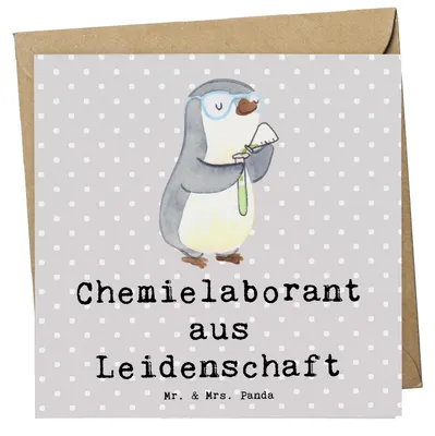 Produktbild von Mr. & Mrs. Panda Glückwunschkarte Chemielaborant Leidenschaft - Grau Pastell - Geschenk, Klappkarte, faltkarte, Labor, doppelkarte, Wissenschaftler, Spruch, anlasskarte