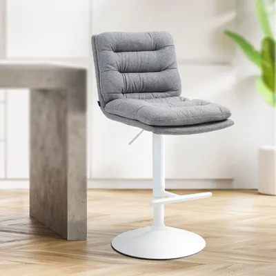 Produktbild von Barhocker Damar Stoff weiß grau