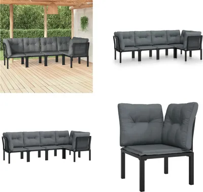 Image de vidaXL 5 pcs. Garden Lounge Set Noir et Gris Poly Rattan - Garden Lounge Set - Garden Lounge Sets - Lounge Set - Garden Lounge Set