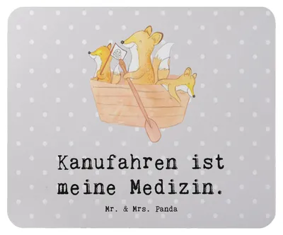 Produktbild von Mr. & Mrs. Panda Mauspad Fuchs Kanufahren - Grau Pastell - Geschenk, Mousepad, Mouse Pad, laptop, Kanutour, computer, Sport, Kanuverleih, pc mausunterlage, Paddeltour