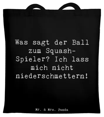 Produktbild von Mr. & Mrs. Panda Beutel Spruch Squash Humor - Schwarz - Geschenk, Laptoptasche, Energie, Tasche, Teamsport, Shopping, Sportler Geschenke, Sport, Kondition, Gummiball