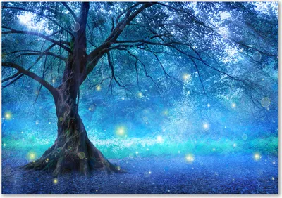 Produktbild von Tulup® Leinwandbild - 100x70 cm - Wandkunst - Drucke auf Leinwand - Leinwanddruck  - Landschaften - Blau - Mysteriöser Wald