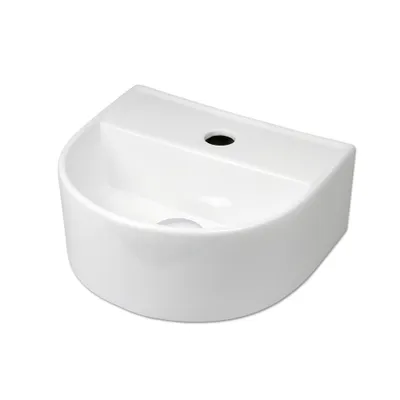 Produktbild von Waschbecken Keramik Hängewaschbecken halbrund 330 x 290 x 130mm weiß Komplettset