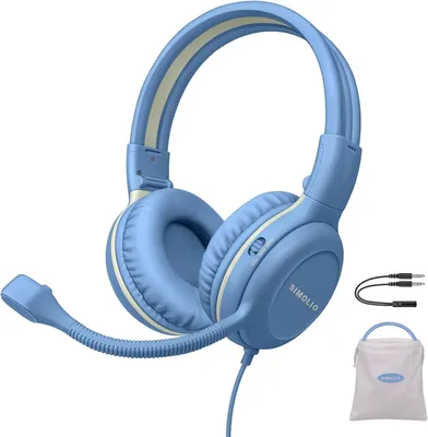 Produktbild von Over-Ear Kopfhörer, mit Mikrofon, On-Ear-Kinder Kopfhörer mit Mikrofon für Schüler, Gaming Kopfhörer mit Mikrofon, Audio-Sharing Sicherer Gehörschutz