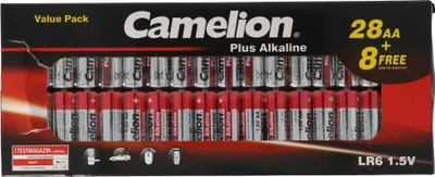 Zdjęcie produktu dla 28+8 gratis, Sparpack Camelion Plus Alkaline Mignon Batterien, AA, LR6, 1,5V