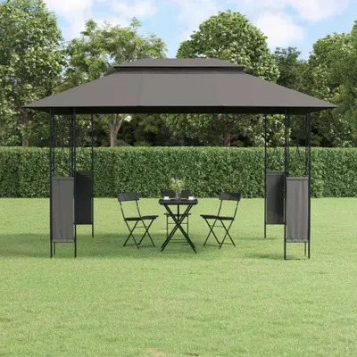 Image de The Living Store Pavillon avec toit Anthracite 400x300x270 cm Acier