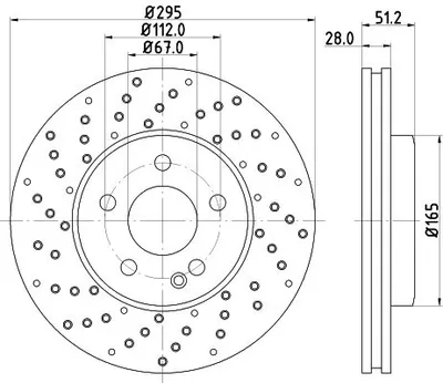 Produktbild von 2x HELLA Bremsscheibe 8DD 355 129-681 51 2mm 8 3kg 295mm