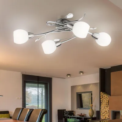 Produktbild von Deckenleuchte, 4 Flammig, Dekorblätter, Chrom, L 70cm