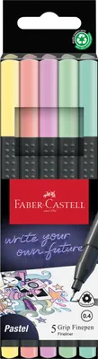 Zdjęcie produktu dla Faber-Castell 151602 FABER-CASTELL Fineliner GRIP FINEPEN Pastel, opakowanie 5 szt