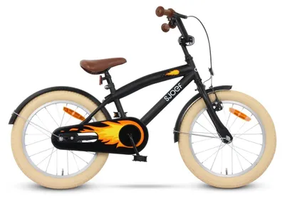 Produktbild von SJOEF Cruise Kinderfahrrad 18 Zoll | Ab 5-7 Jahren | Kinder Fahrrad für Jungen / Jugend | Kleidergröße von 110 bis 123 cm | inklusive Seitenständer - Matt Schwarz
