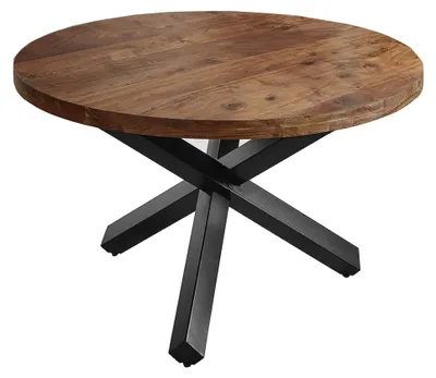 Produktbild von Esszimmertisch rund 130 cm Akazienholz Nussbaum Schwarz RUNA