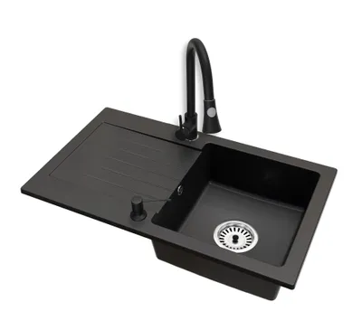 Produktbild von Küchenspüle Einbecken Leon Siphon Chrom Armatur Taru Seifenspender