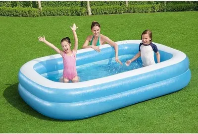 Produktbild von Bestway Rechteckiger Pool, 262 x 175 x 51 cm, Blau und Weiß, Aufblasbar, Kinderpool, Außenbereich