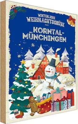 Produktbild von vianmo Holzschild 30x20 cm Weihnachtsgrüße KORNTAL-MÜNCHINGEN Weihnachten